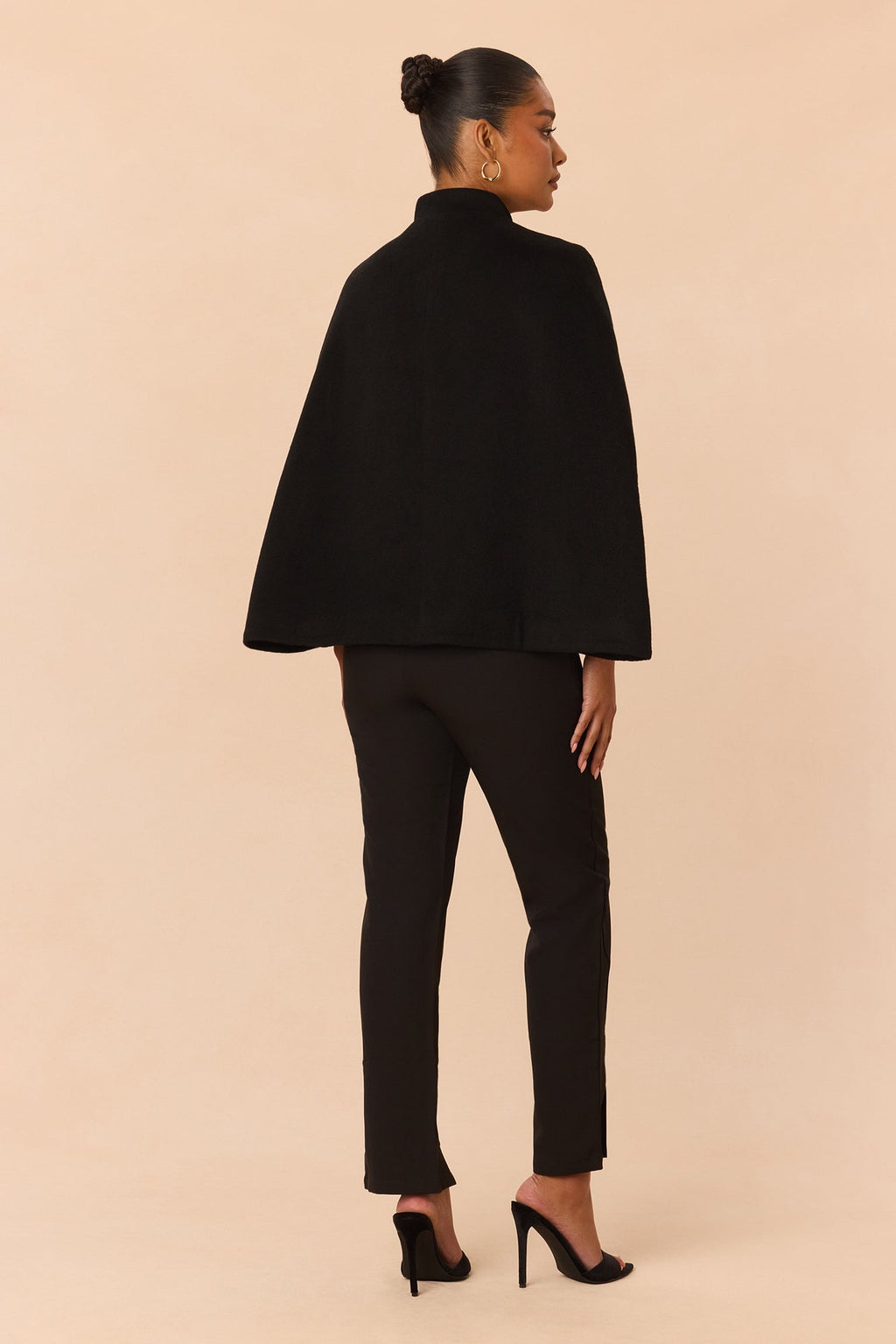 Darrah Wool Cape Jacket Dress - Black