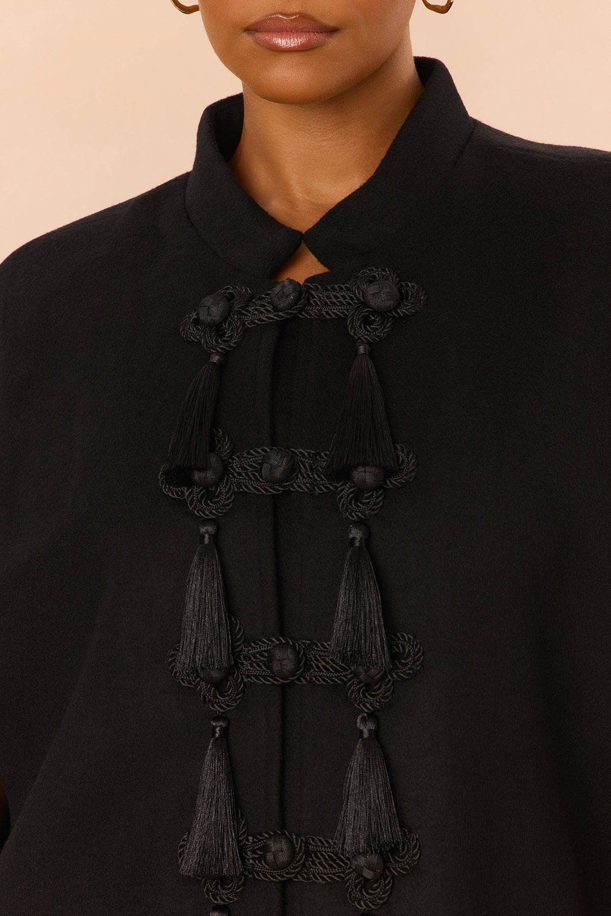 Darrah Wool Cape Jacket Dress - Black