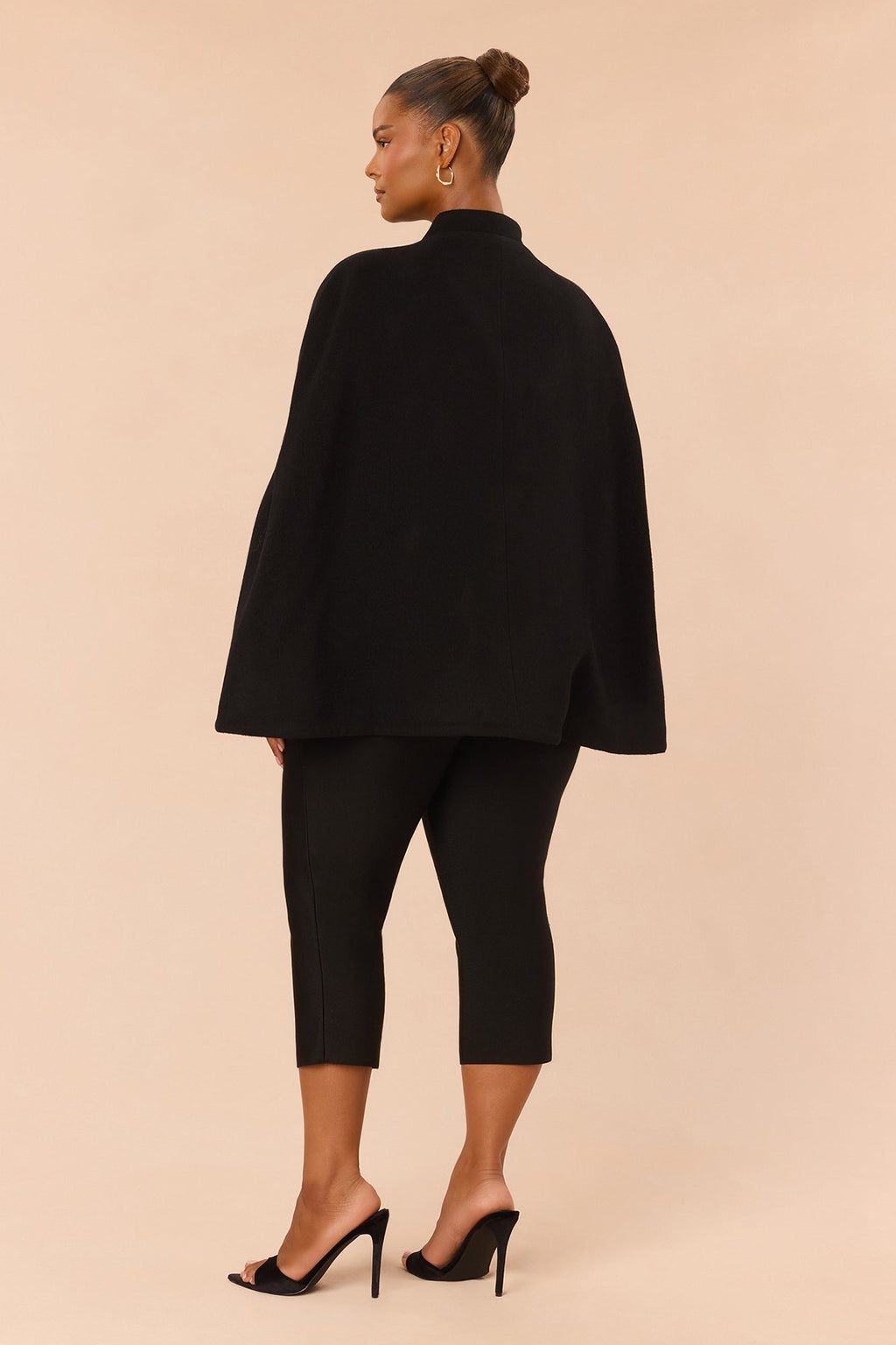 Darrah Wool Cape Jacket Dress - Black