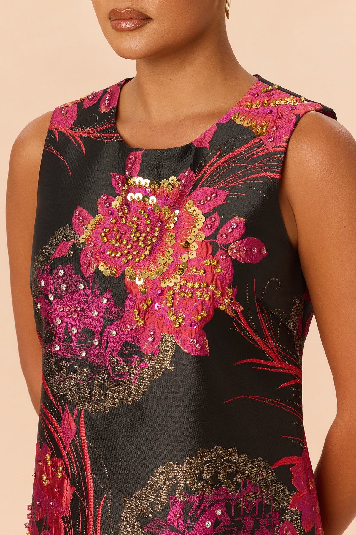 Think Of Me Embellished Jacquard Mini Dress - Pink/combo
