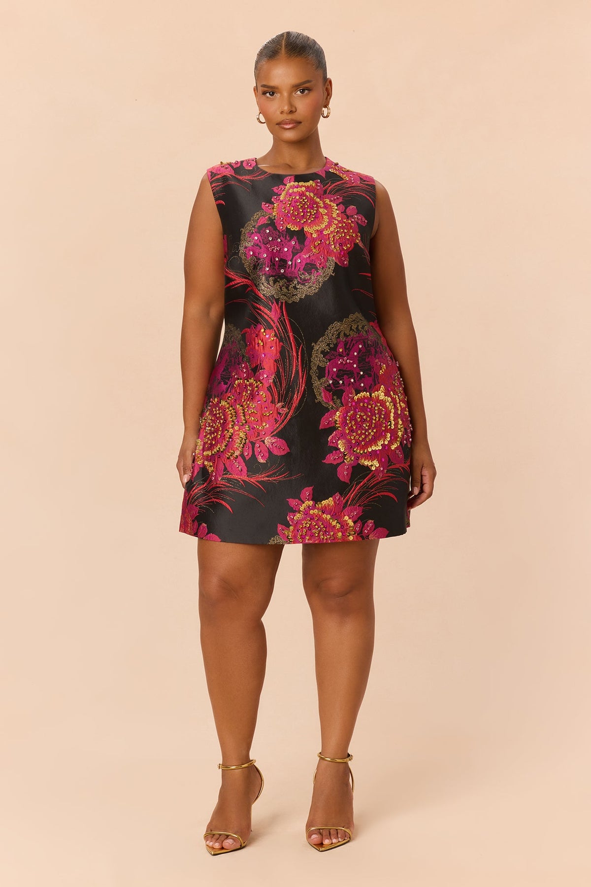 Think Of Me Embellished Jacquard Mini Dress - Pink/combo
