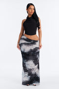 Maylee Textured Maxi Skirt - Black/combo