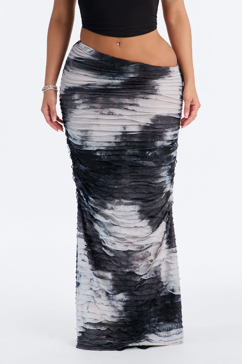 Maylee Textured Maxi Skirt - Black/combo