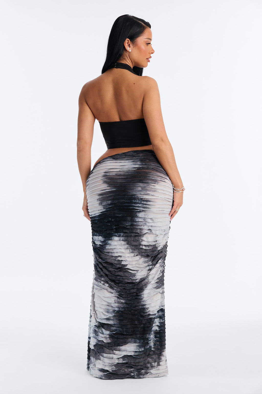 Maylee Textured Maxi Skirt - Black/combo
