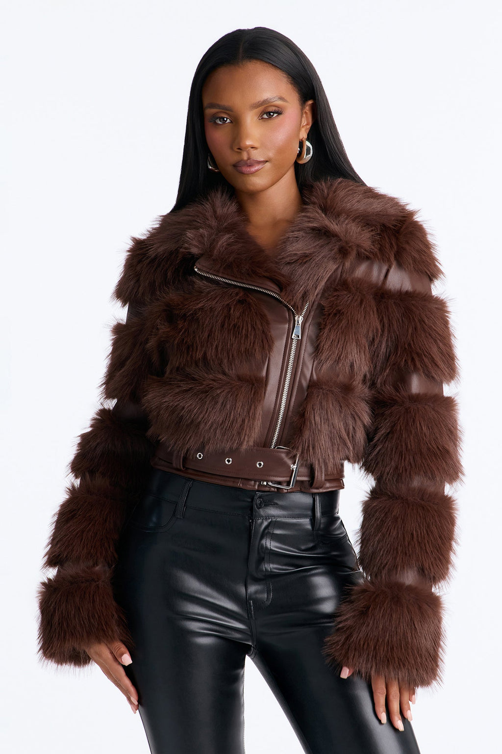 Keeping It Chalant Faux Fur Cropped Coat - Chocolate