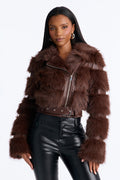 Keeping It Chalant Faux Fur Cropped Coat - Chocolate