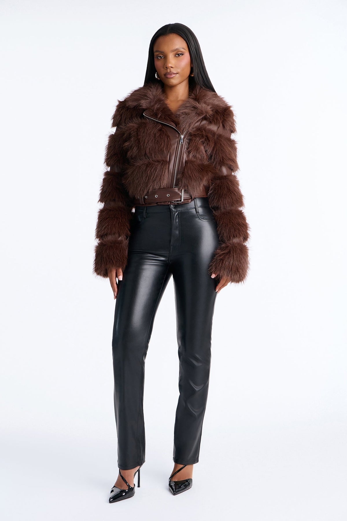 Keeping It Chalant Faux Fur Cropped Coat - Chocolate