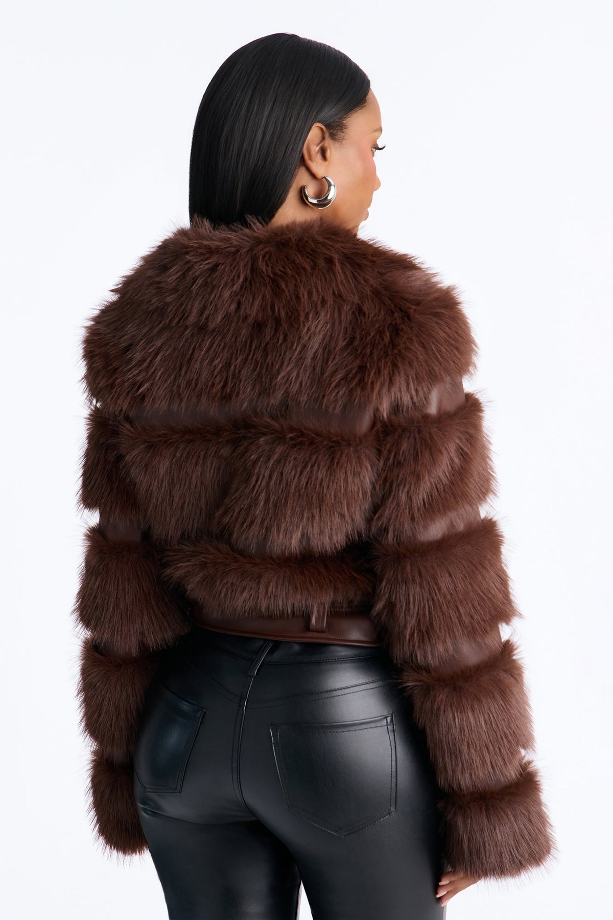 Keeping It Chalant Faux Fur Cropped Coat - Chocolate