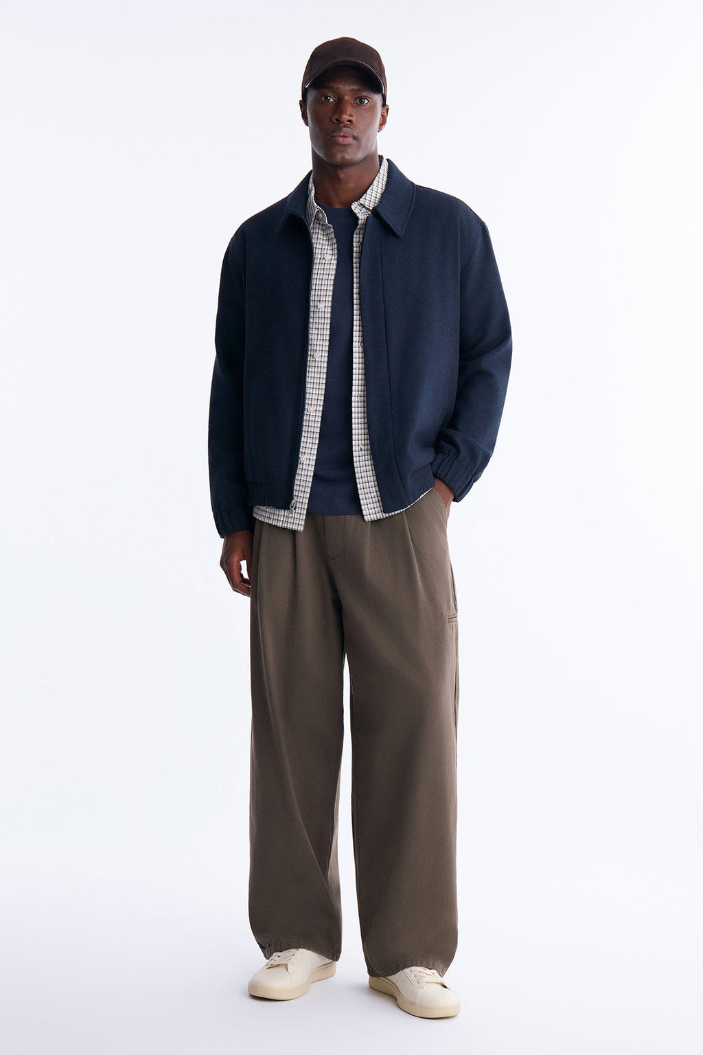 The Wool Collective Harrington Jacket - Navy