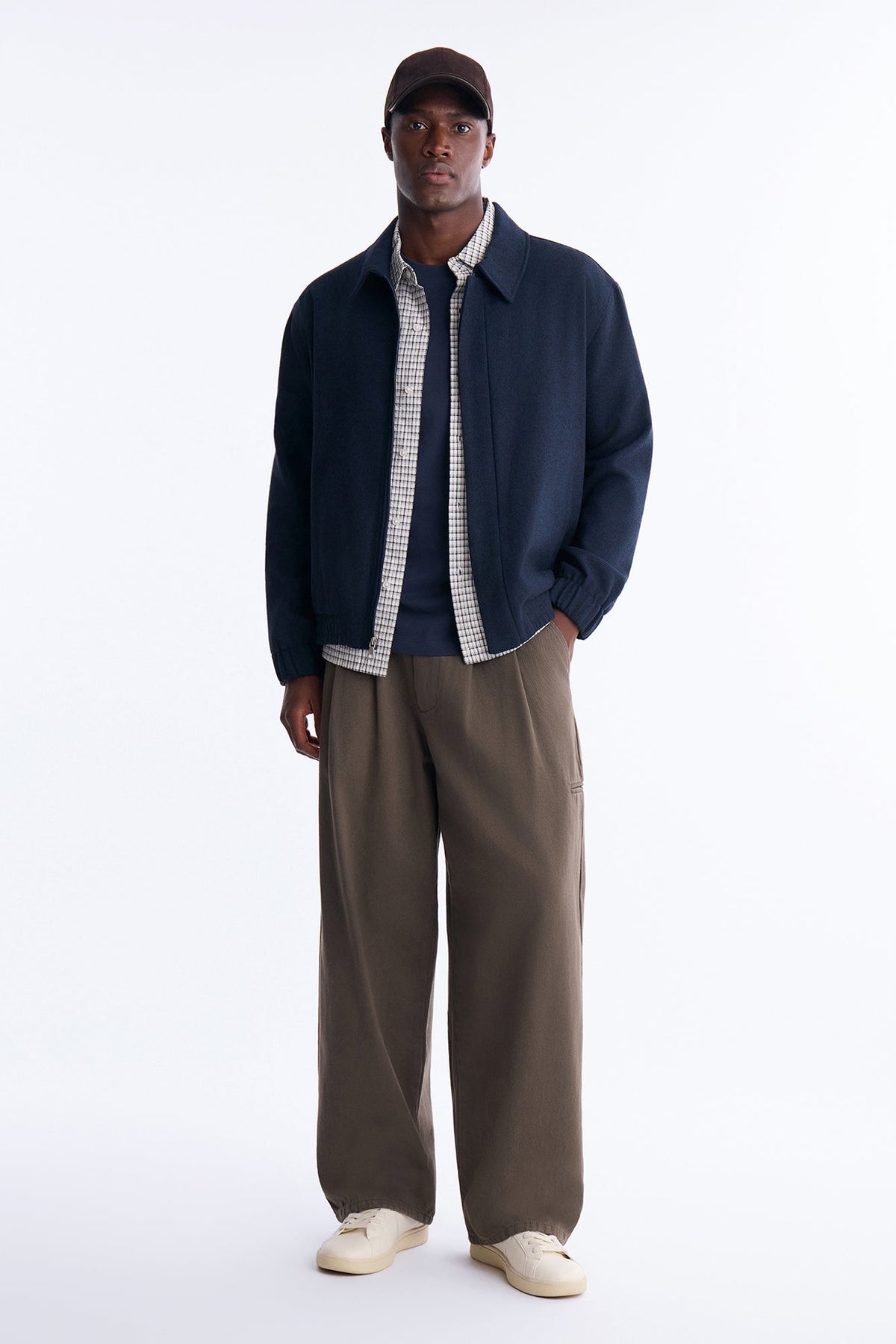 The Wool Collective Harrington Jacket - Navy