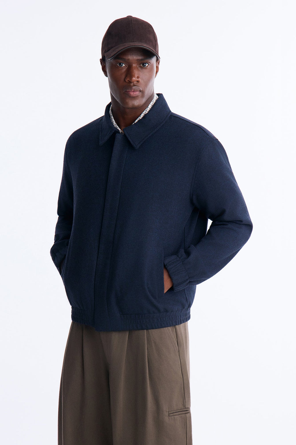 The Wool Collective Harrington Jacket - Navy