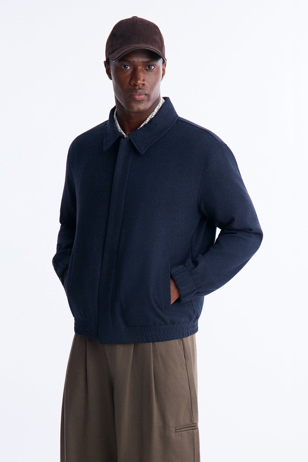 The Wool Collective Harrington Jacket - Navy