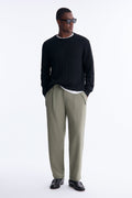 Tonal Striped Straight Trouser - Sage