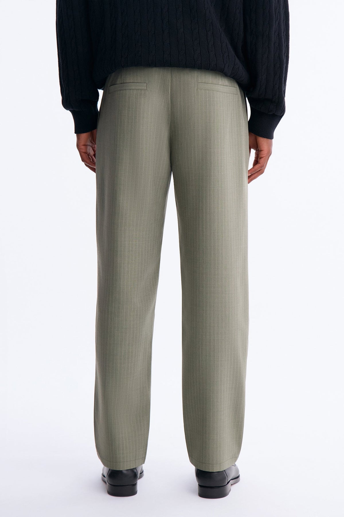 Tonal Striped Straight Trouser - Sage