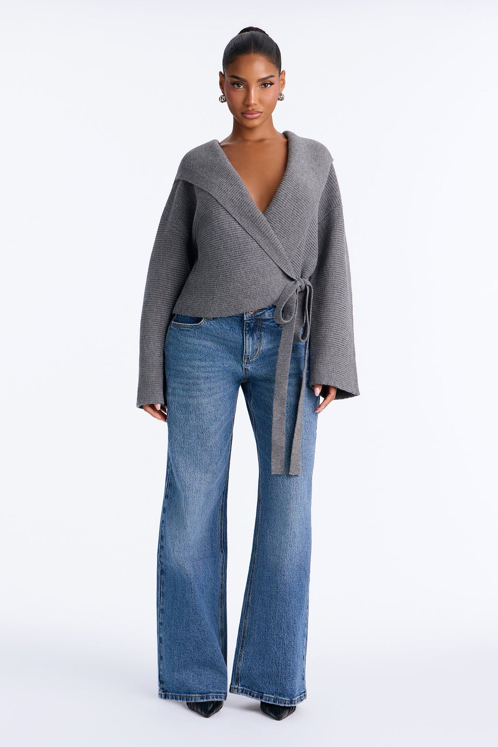 Soft Temptation Hooded Tie Waist Cardigan - Grey