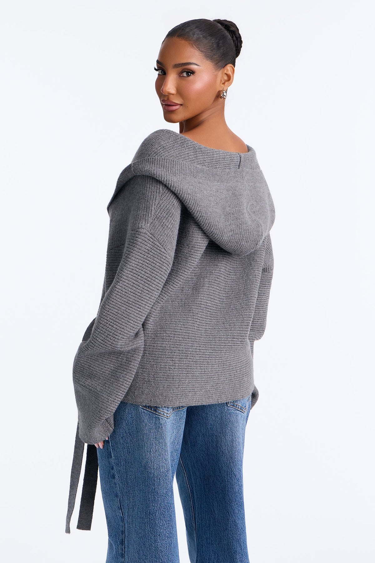 Soft Temptation Hooded Tie Waist Cardigan - Grey