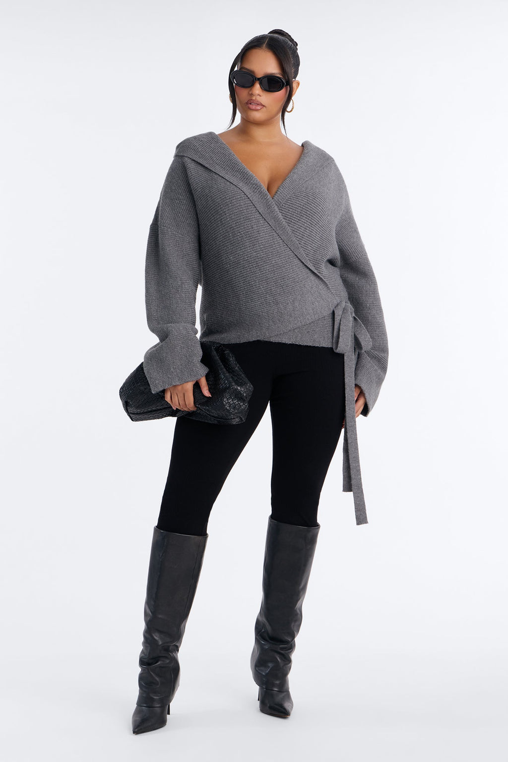 Soft Temptation Hooded Tie Waist Cardigan - Grey