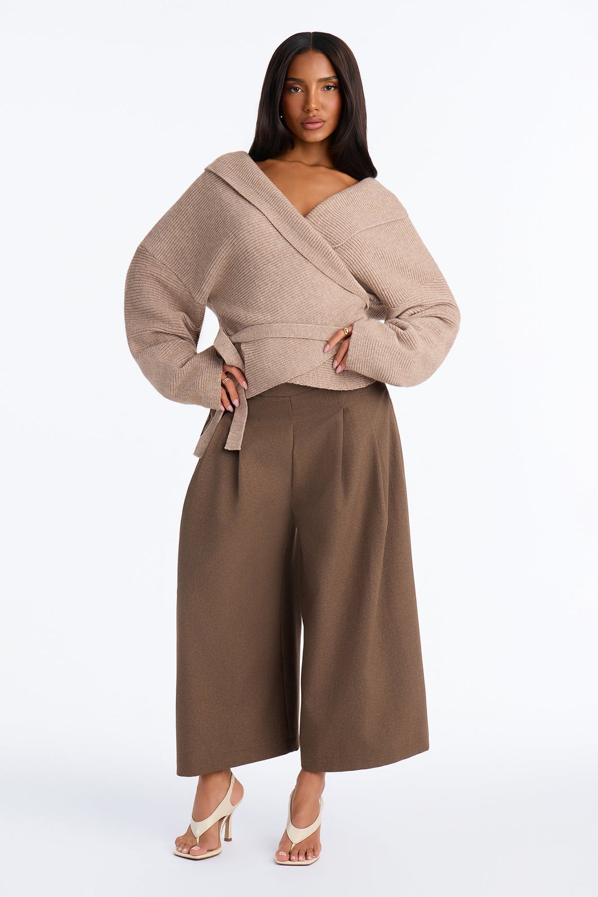 Soft Temptation Hooded Tie Waist Cardigan - Oatmeal