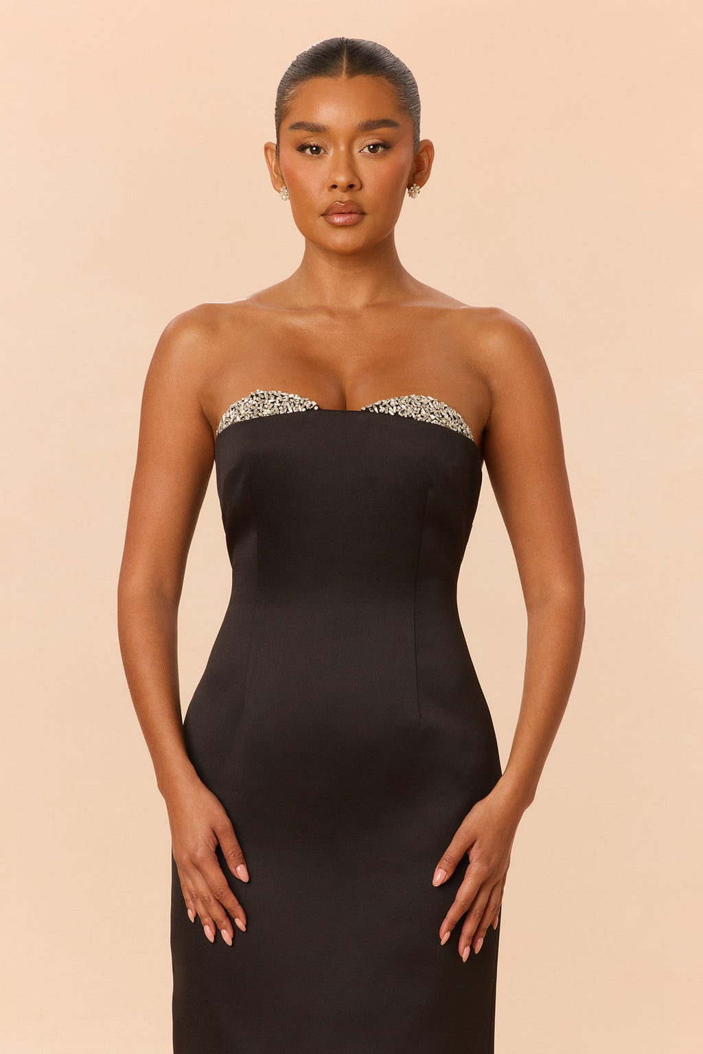 Sasha Rhinestone Maxi Dress - Black