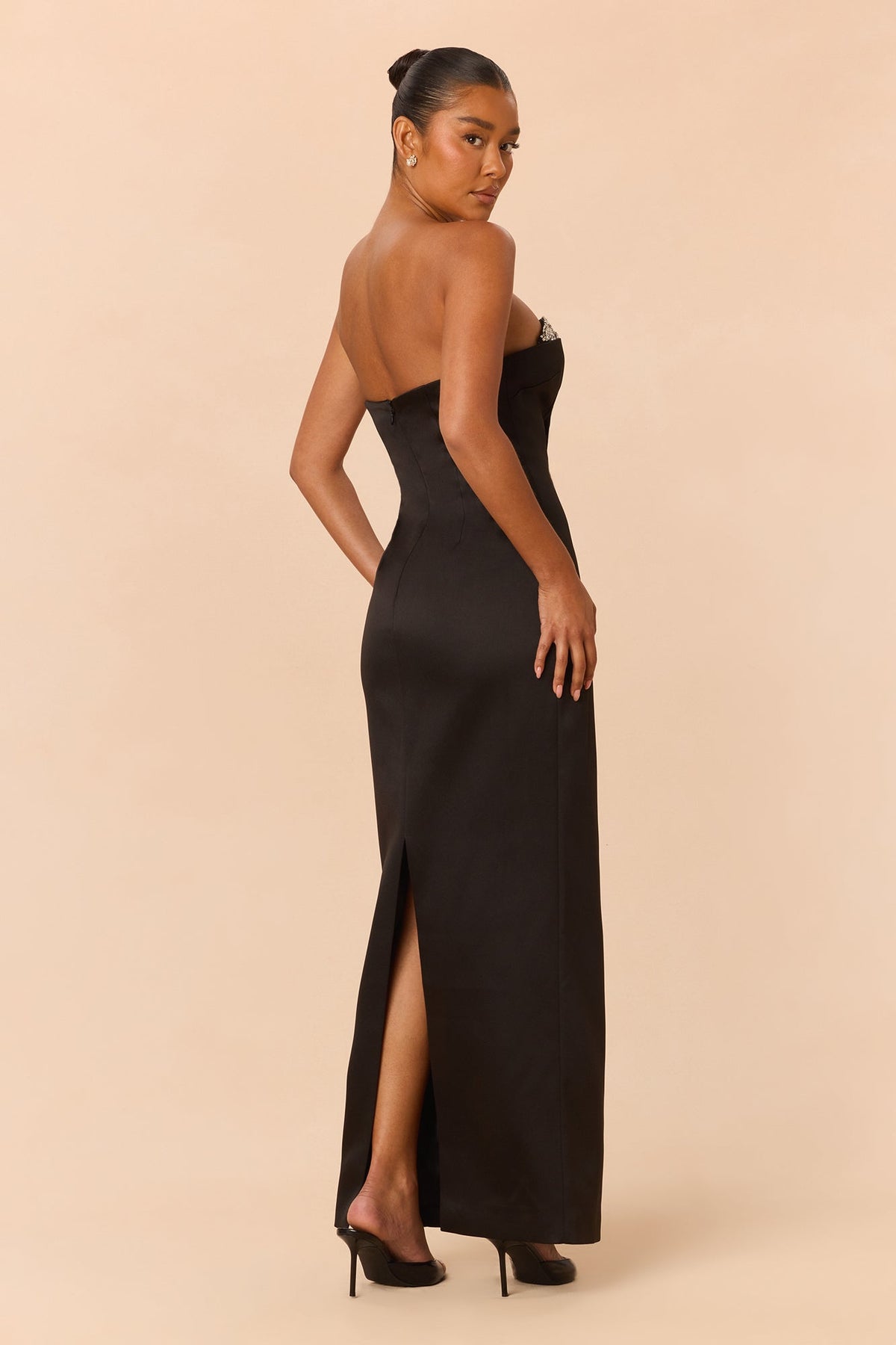Sasha Rhinestone Maxi Dress - Black