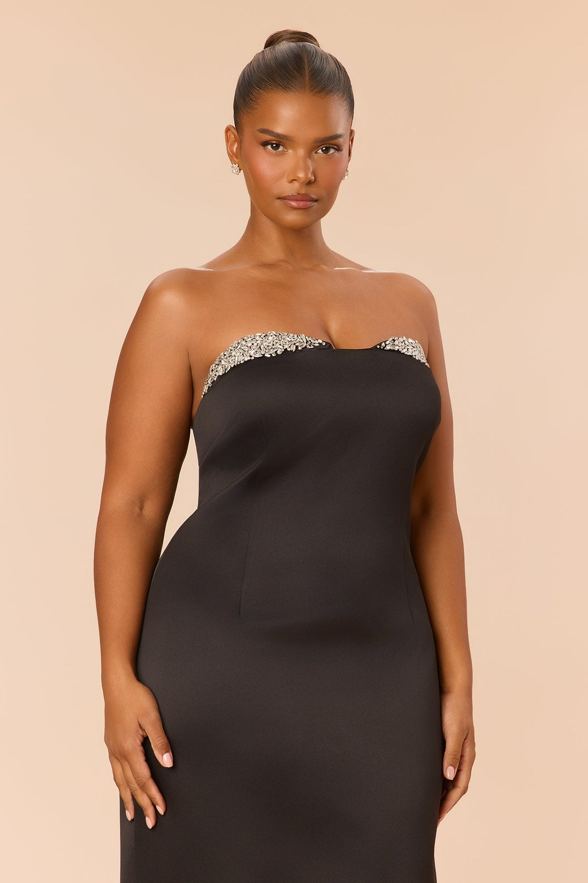 Sasha Rhinestone Maxi Dress - Black