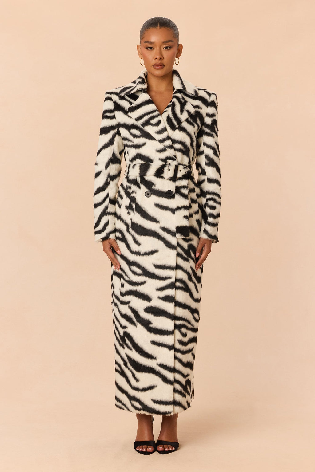 Spotlight Stealer Faux Pony Hair Coat - Black/White