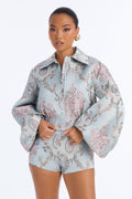 Poise Floral Jacquard Short Set - Blue/combo