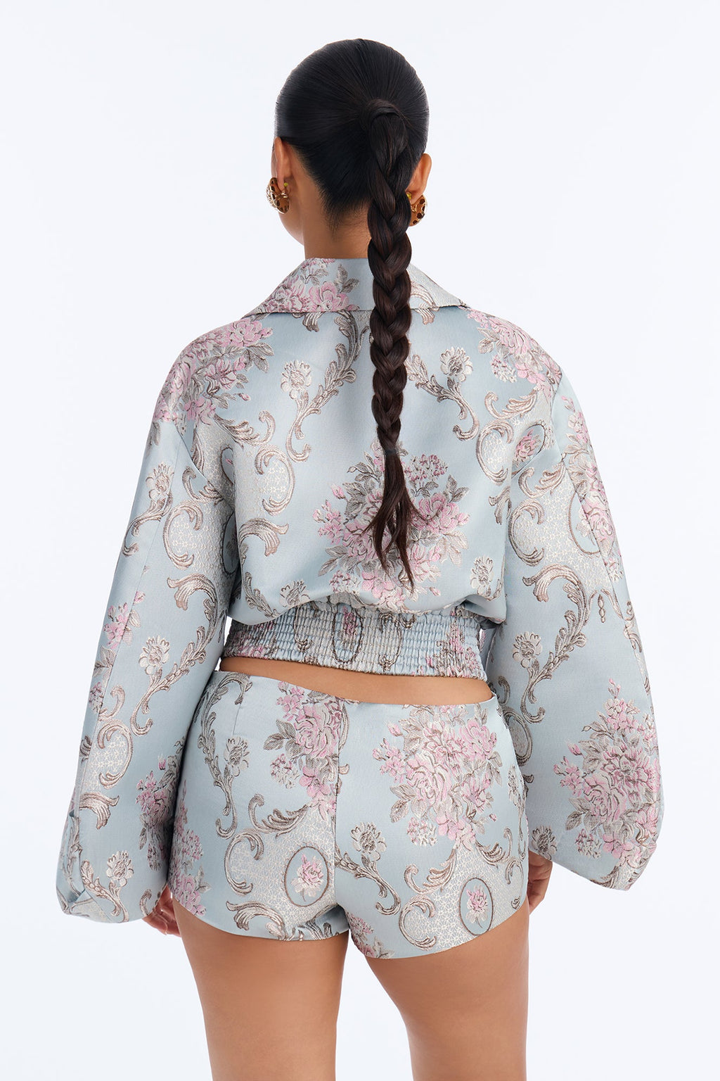 Poise Floral Jacquard Short Set - Blue/combo