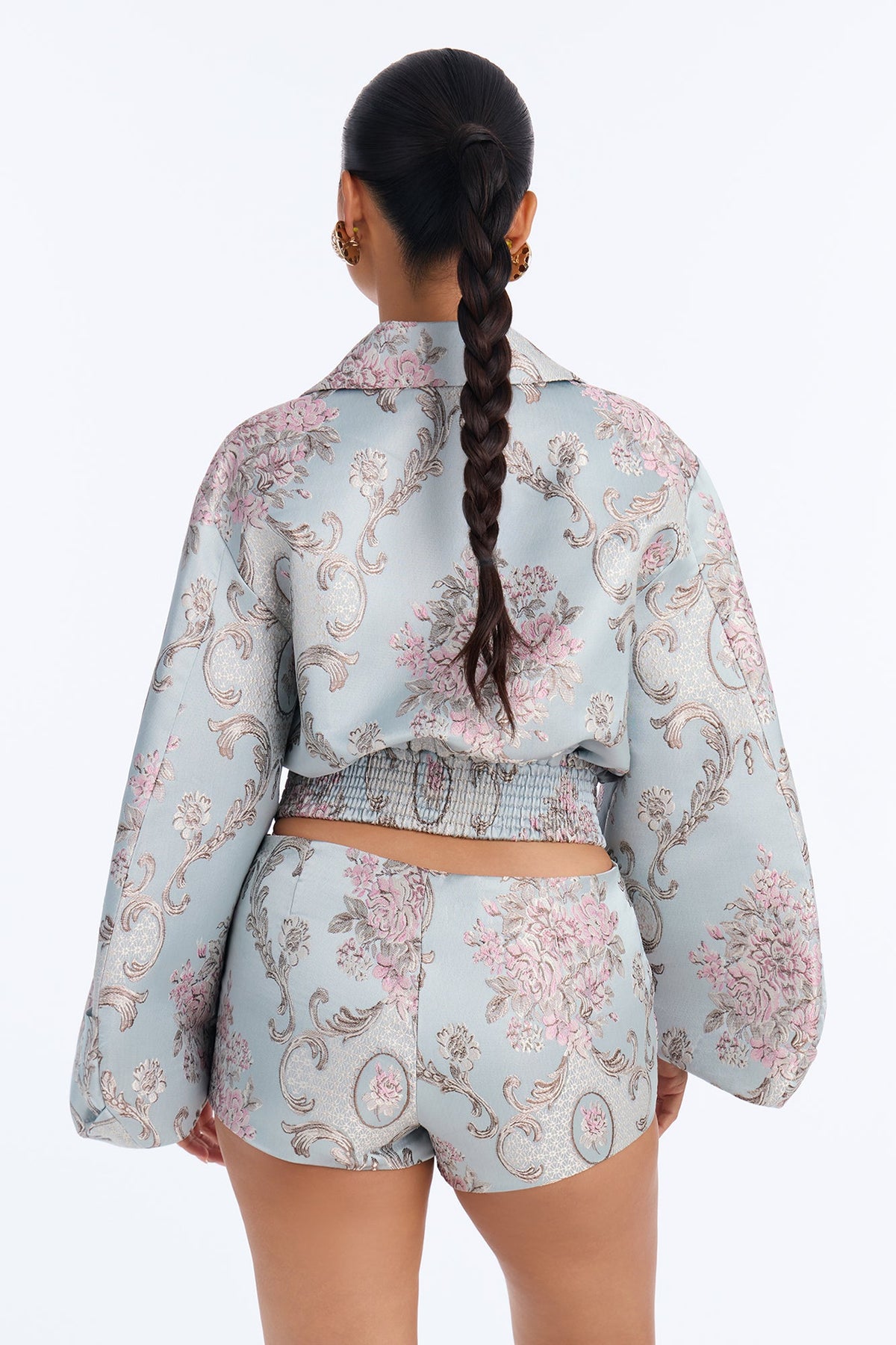 Poise Floral Jacquard Short Set - Blue/combo