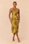 Lola Sleeveless Jacquard Midi Dress - Gold/combo