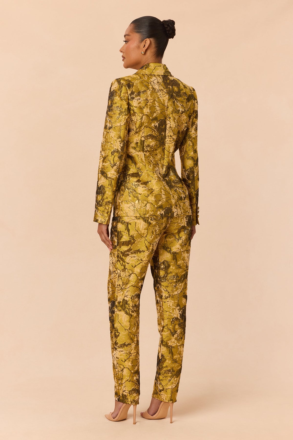 Lola Jacquard Blazer Pant Set - Gold/combo