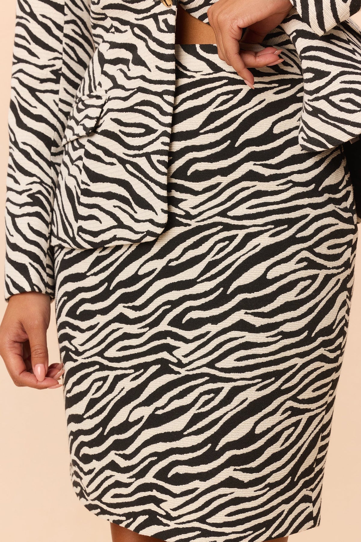 All Mine Zebra Midi Skirt Set - White/Black
