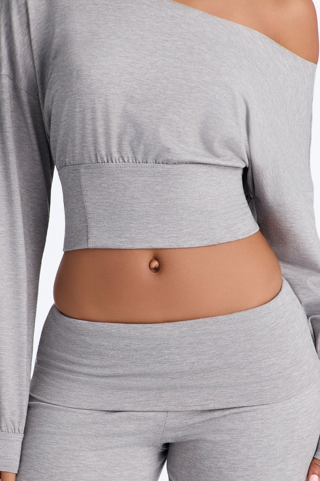 Miley Off Shoulder Pant Set - Heather Grey