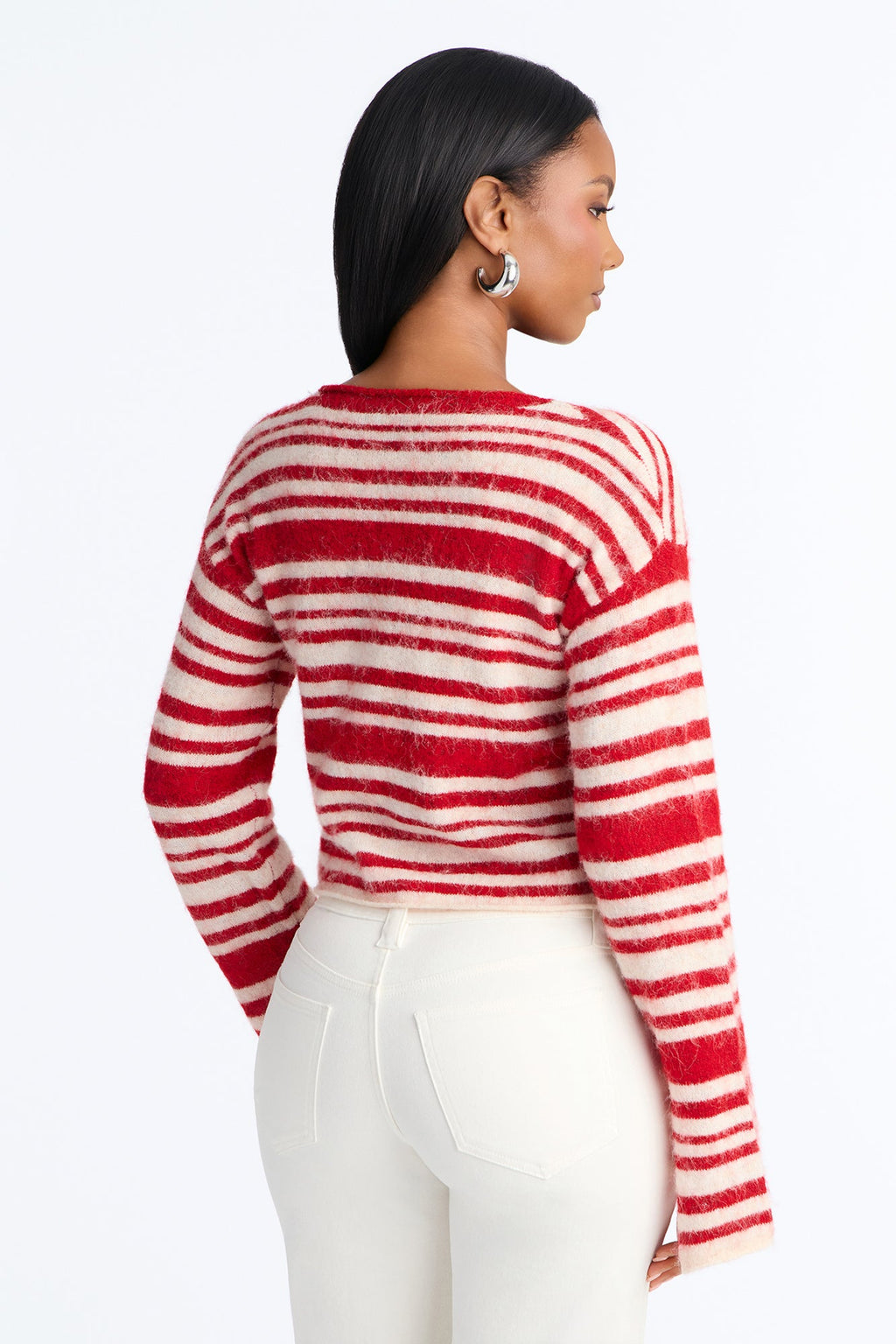 Warm Feeling Striped Cardigan - Red/combo