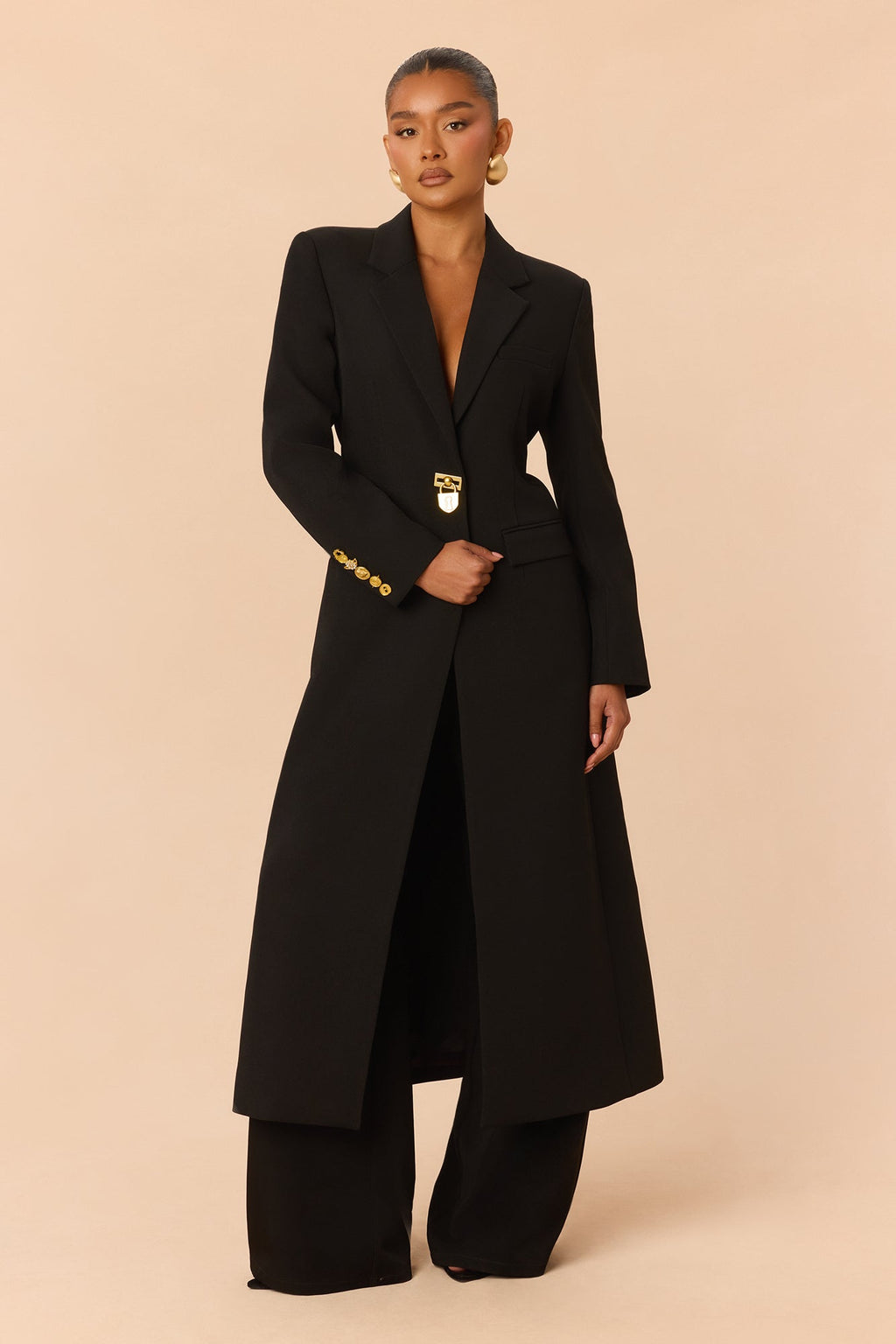 Odette Hardware Blazer Coat - Black