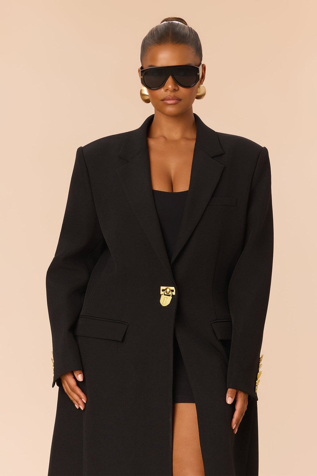 Odette Hardware Blazer Coat - Black
