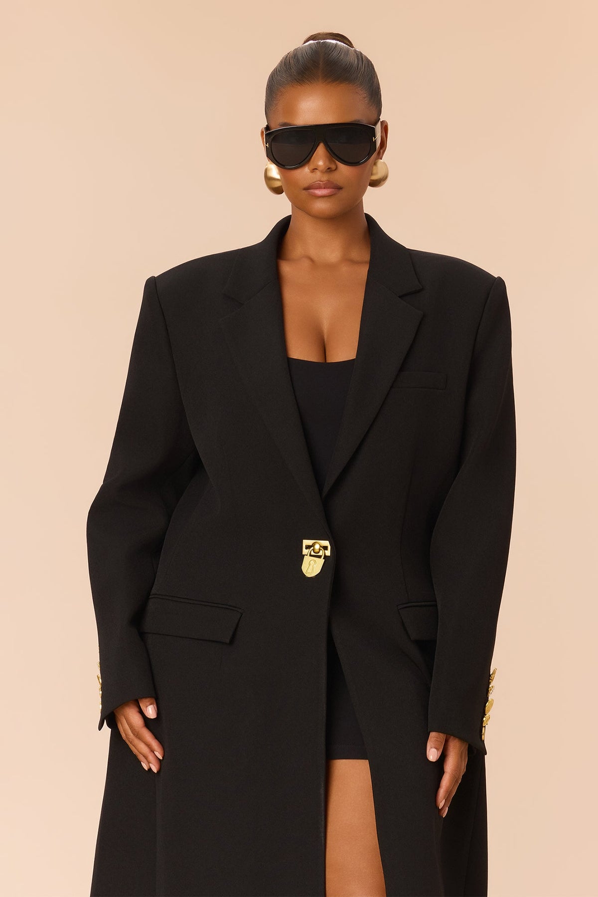 Odette Hardware Blazer Coat - Black