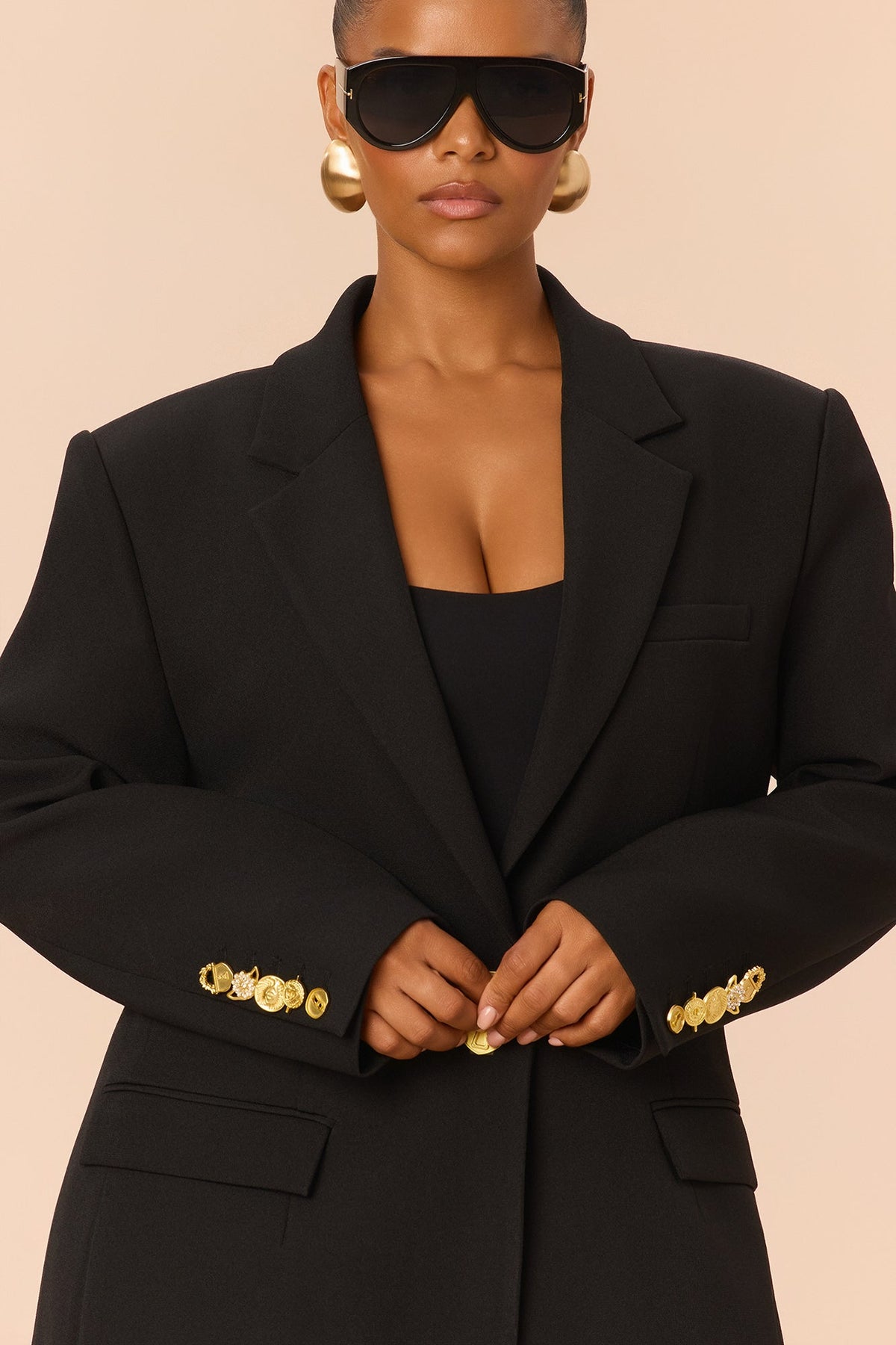 Odette Hardware Blazer Coat - Black
