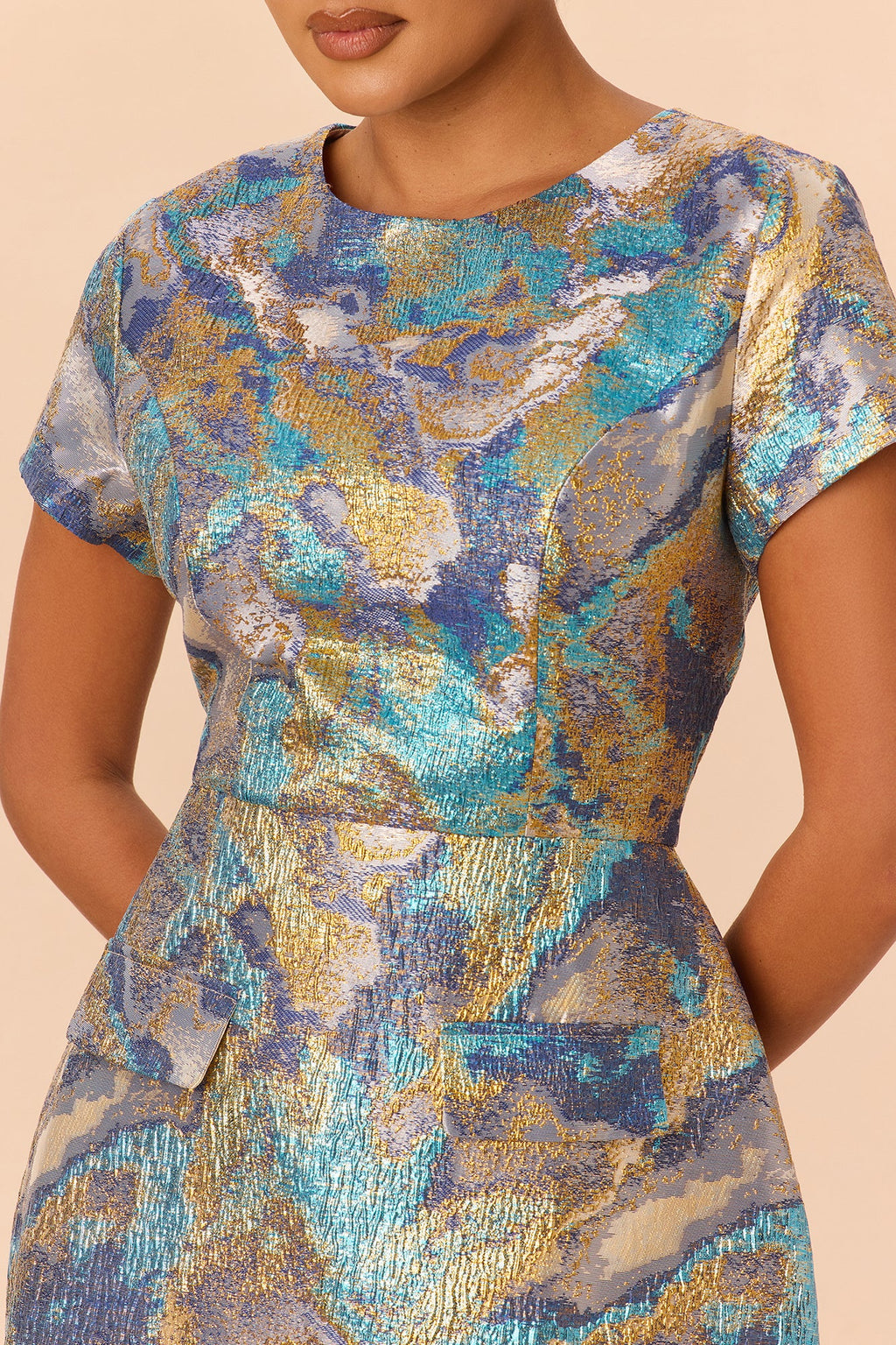 Briella Metallic Jacquard Mini Dress - Blue/combo