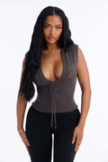 Danielle Sleeveless Pullover Sweater - Charcoal