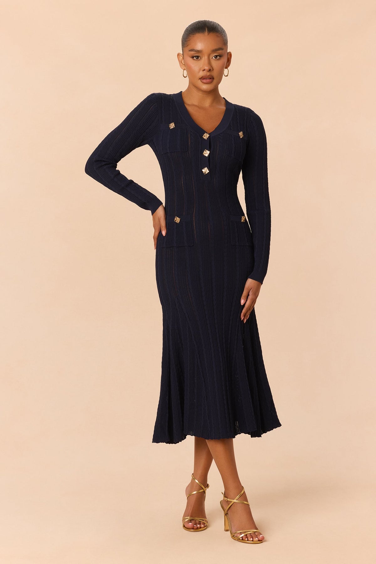 Keep It Classic Knit Maxi Dress - Navy