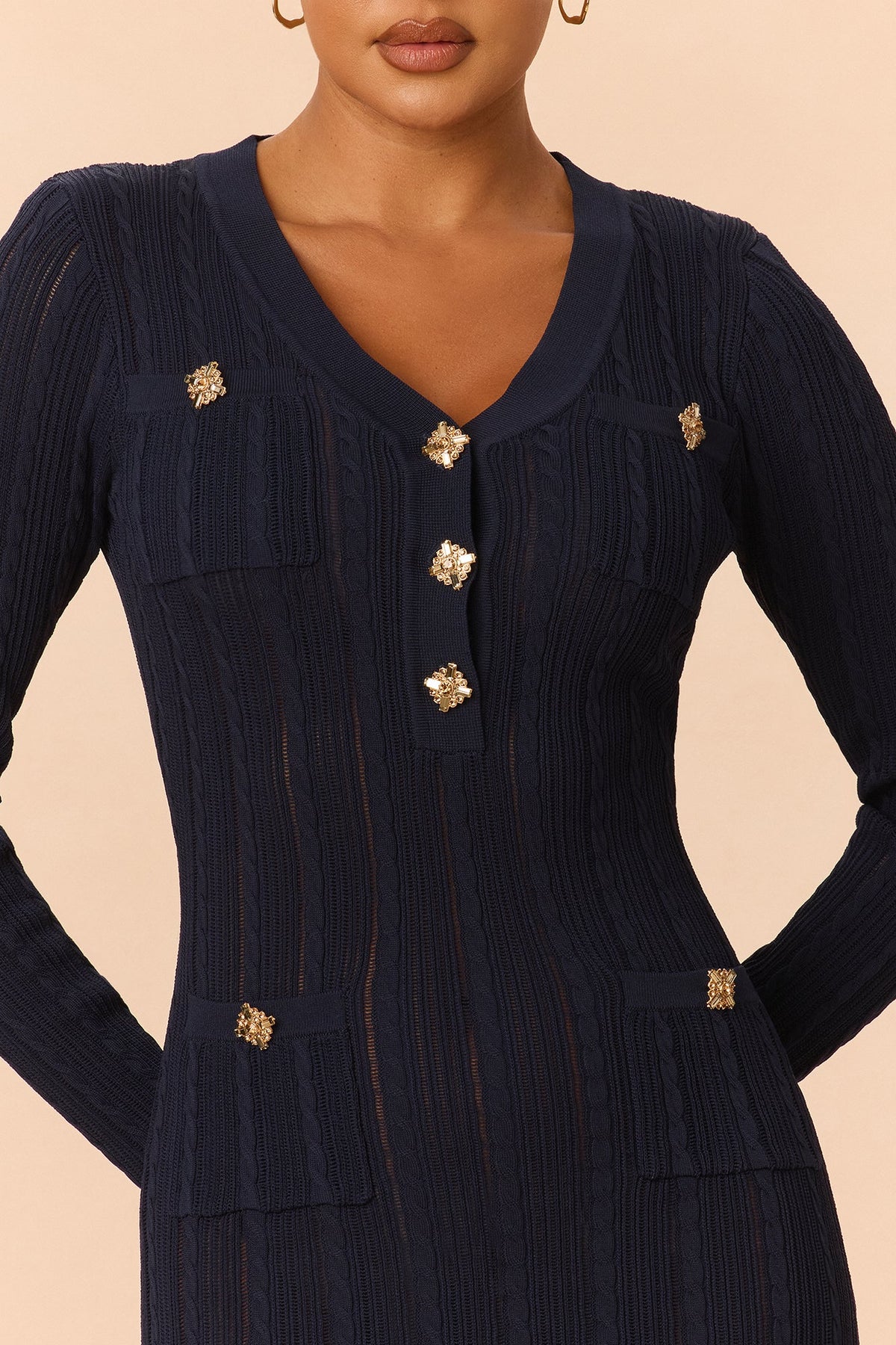 Keep It Classic Knit Maxi Dress - Navy