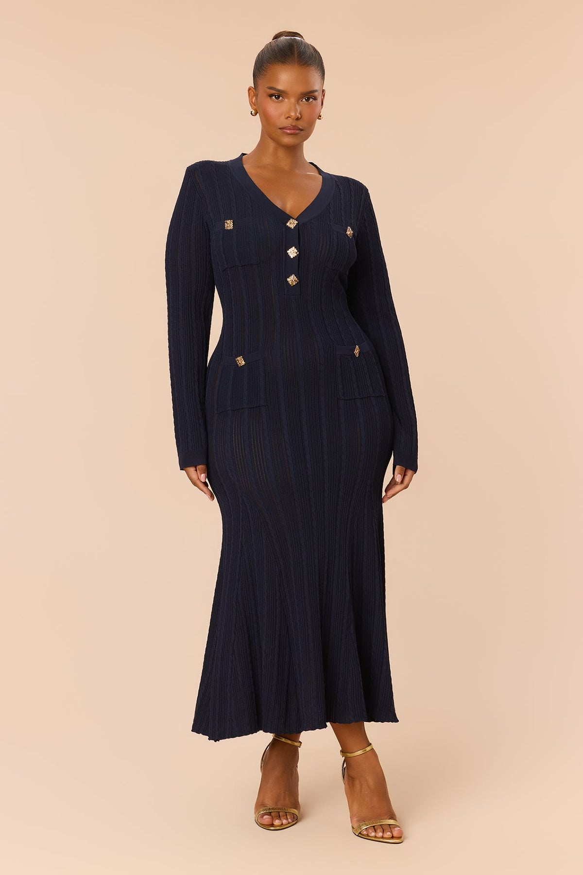 Keep It Classic Knit Maxi Dress - Navy