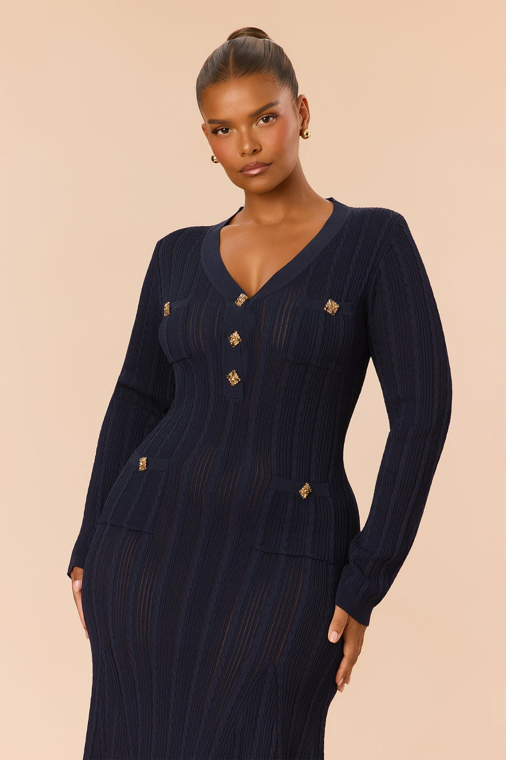 Keep It Classic Knit Maxi Dress - Navy