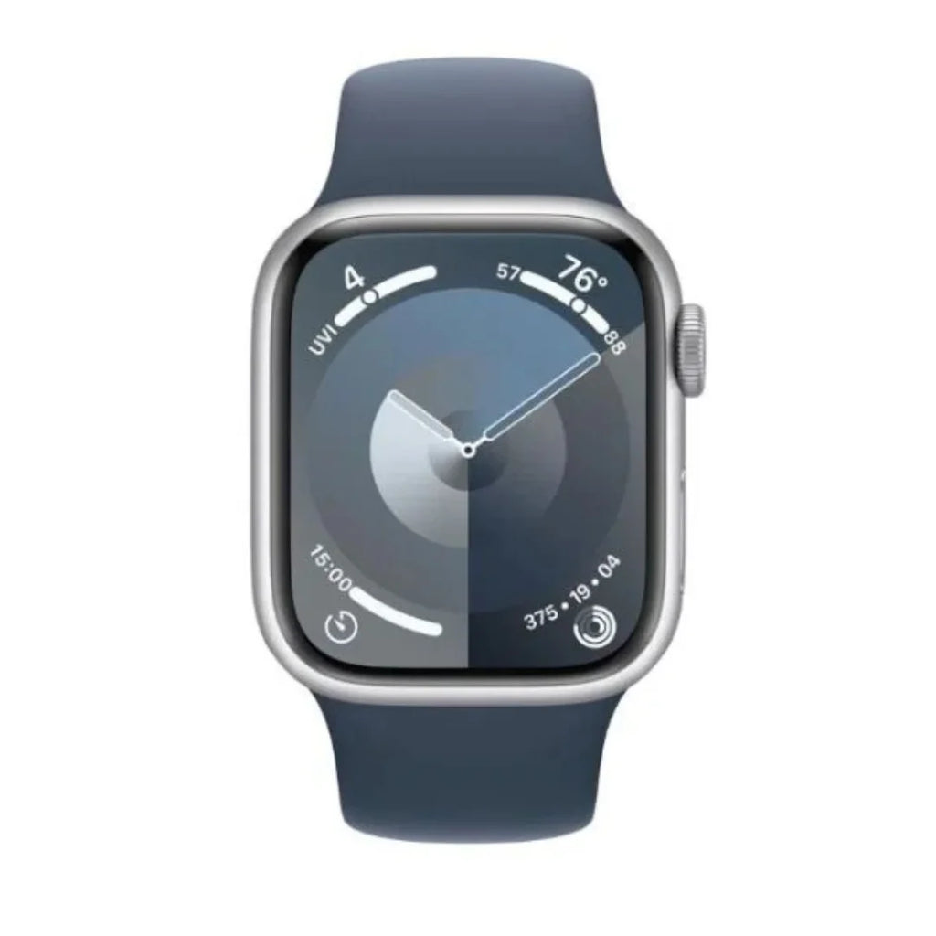 Apple Watch Series 9 GPS 41mm Aluminum Case with Storm Blue Sport Band (Small/Medium) - Silver - MR903LW/A