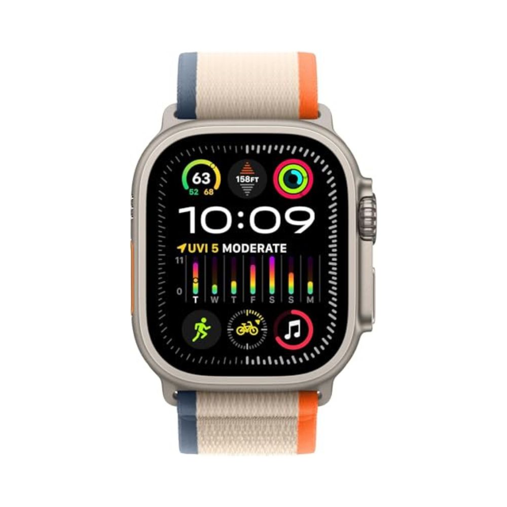 Apple Watch Ultra 2 GPS + Cell 49mm Titanium Case with Orange/Beige Trail Loop - S/M - MRF13LW/A