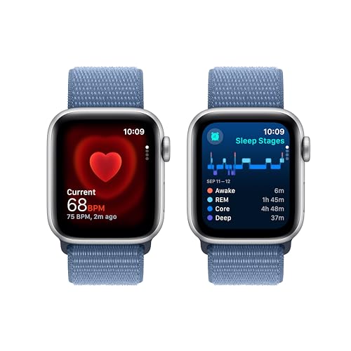 Apple Watch SE 2nd Generation (GPS) 40mm Silver Aluminum Case with Winter Blue Sport Loop - MRE33LL/A