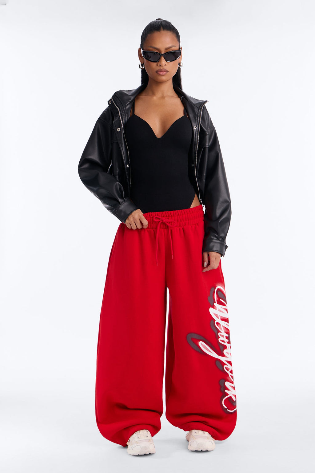 New York Airbrushed Barrel Sweatpants - Red