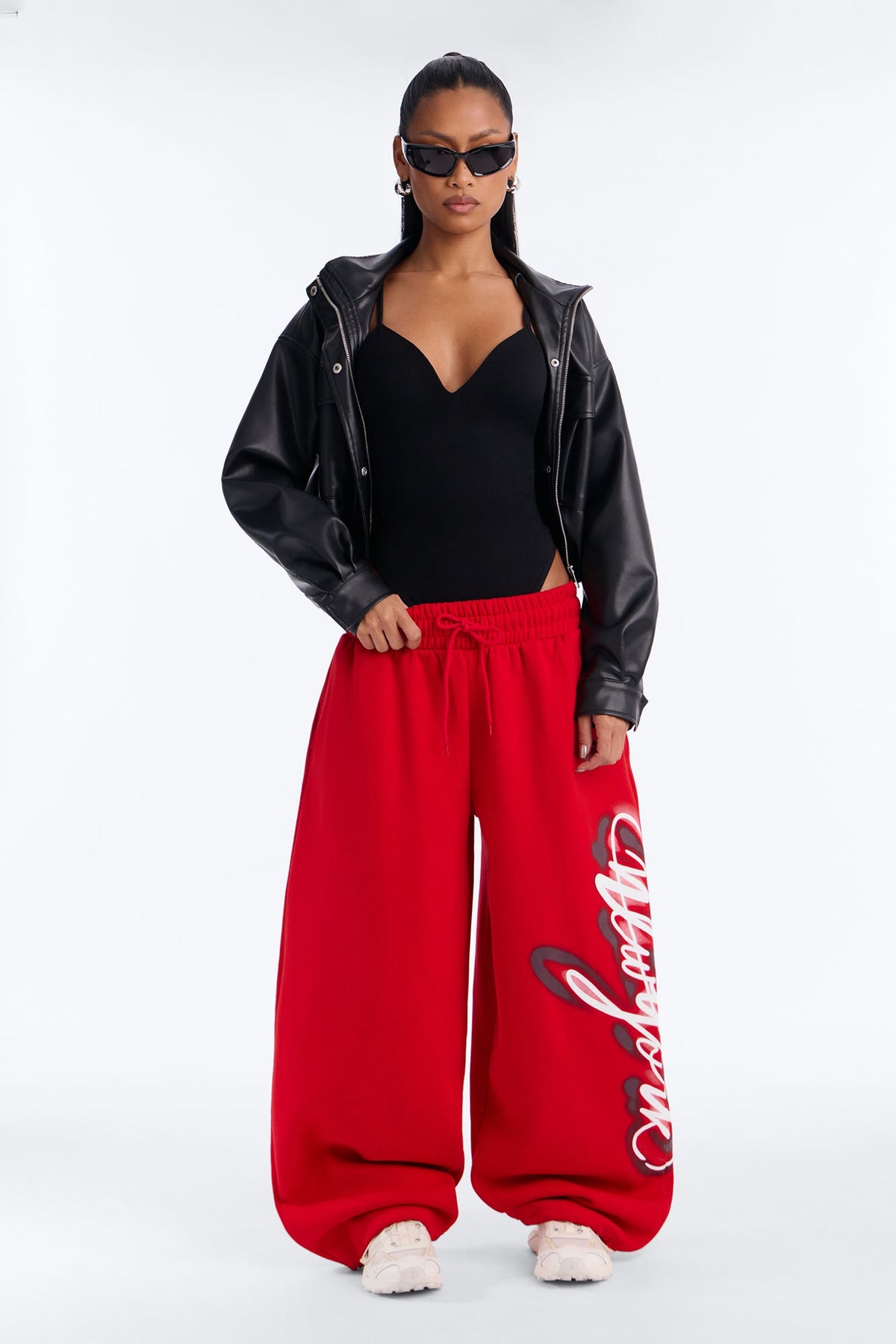 New York Airbrushed Barrel Sweatpants - Red