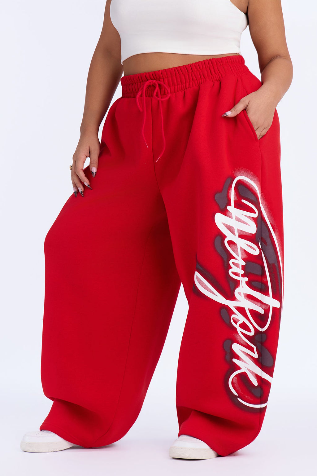 New York Airbrushed Barrel Sweatpants - Red